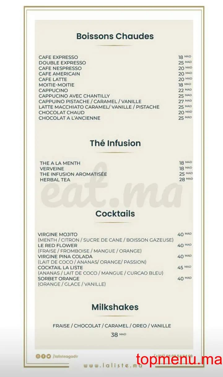 Restaurant La liste Agadir menu page 7 La liste Agadir menu page 7