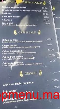 Restaurant O’Comptoir menu page 5 O’Comptoir menu page 5