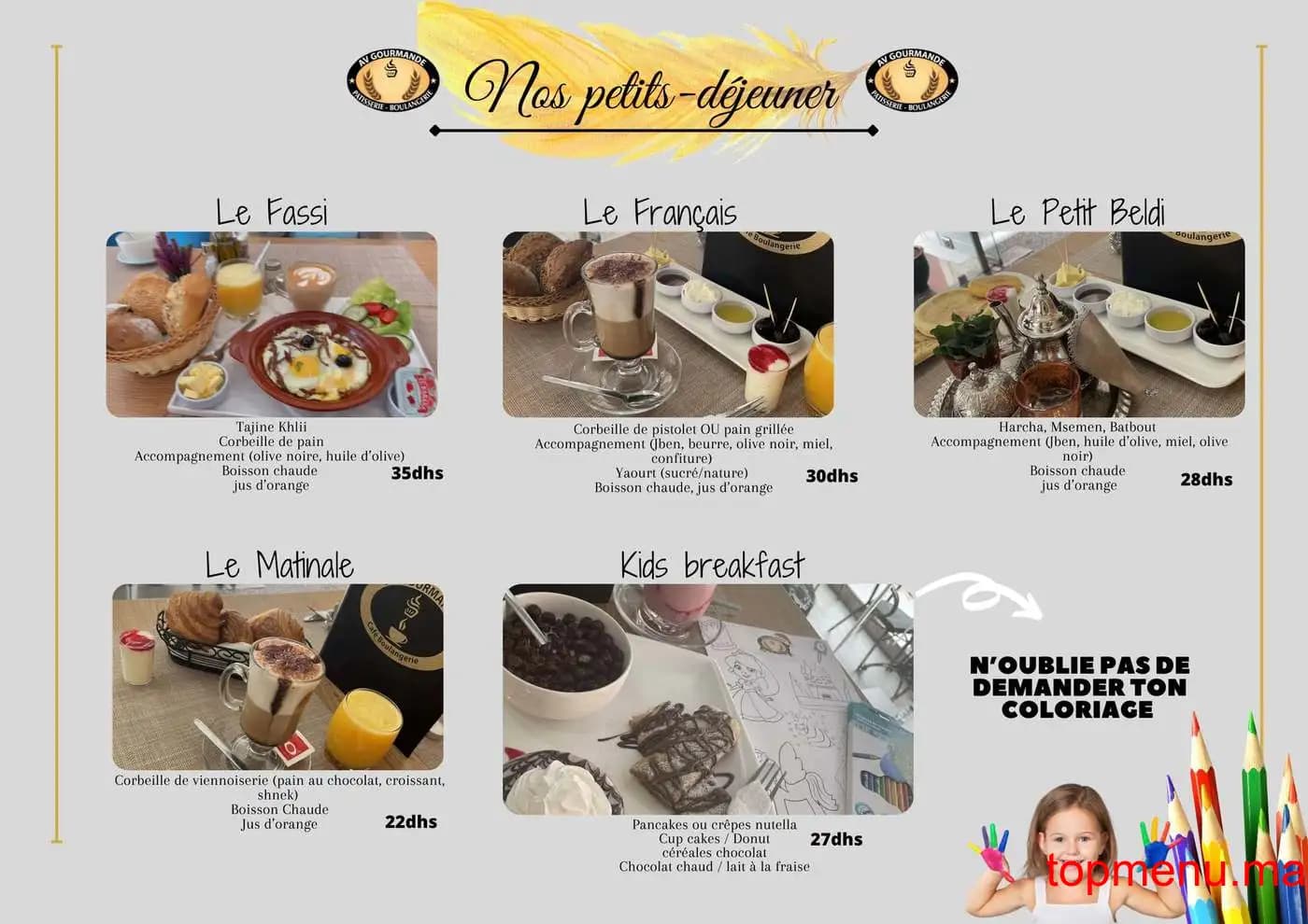 Restaurant Avenue Gourmande menu page 2 Avenue Gourmande menu page 2