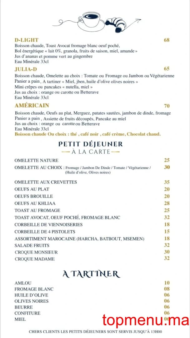 Restaurant Julia D coffee menu page 9 Julia D coffee menu page 9