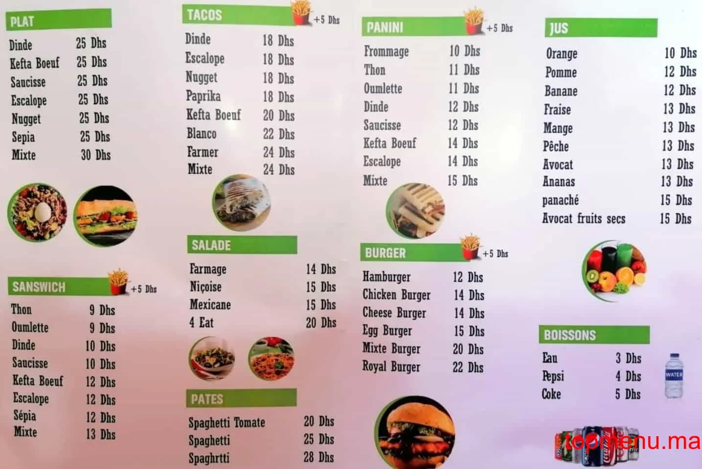 Restaurant Snack 4 eat menu page 1 Snack 4 eat menu page 1