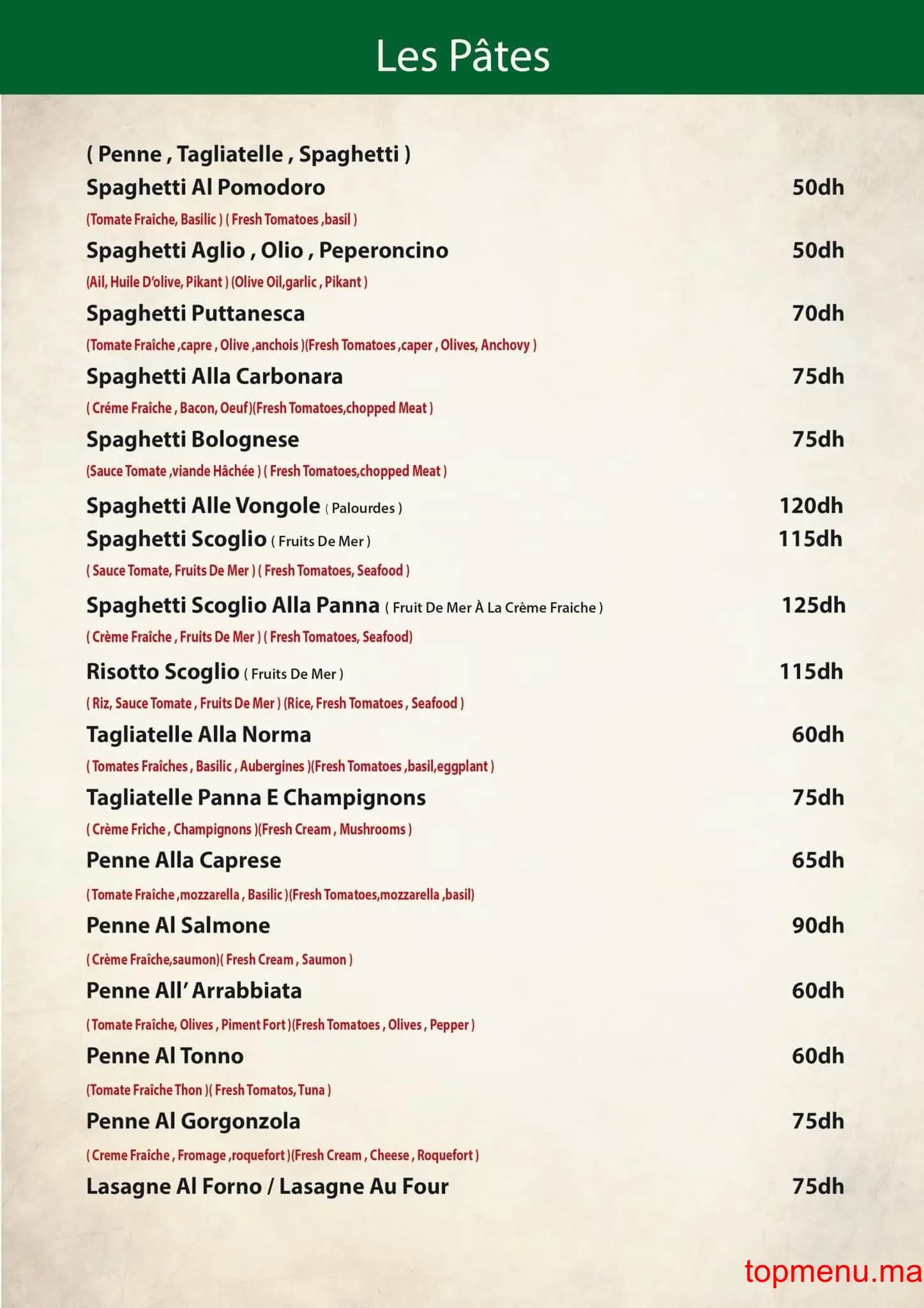 Restaurant Little Italy menu page 3 Little Italy menu page 3