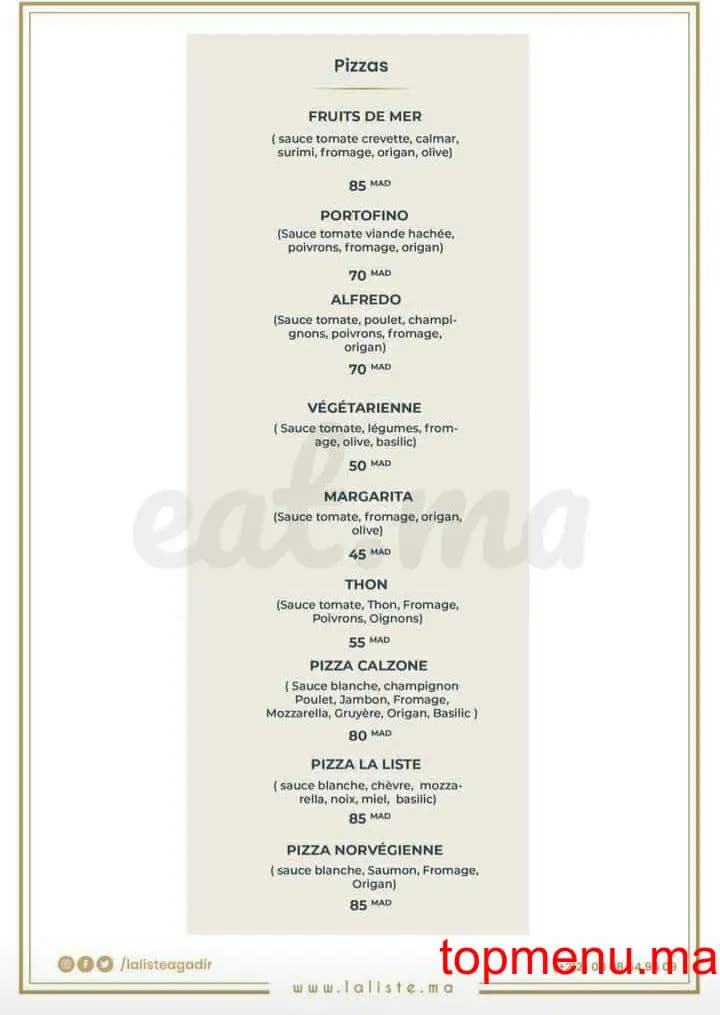 Restaurant La liste Agadir menu page 4 La liste Agadir menu page 4