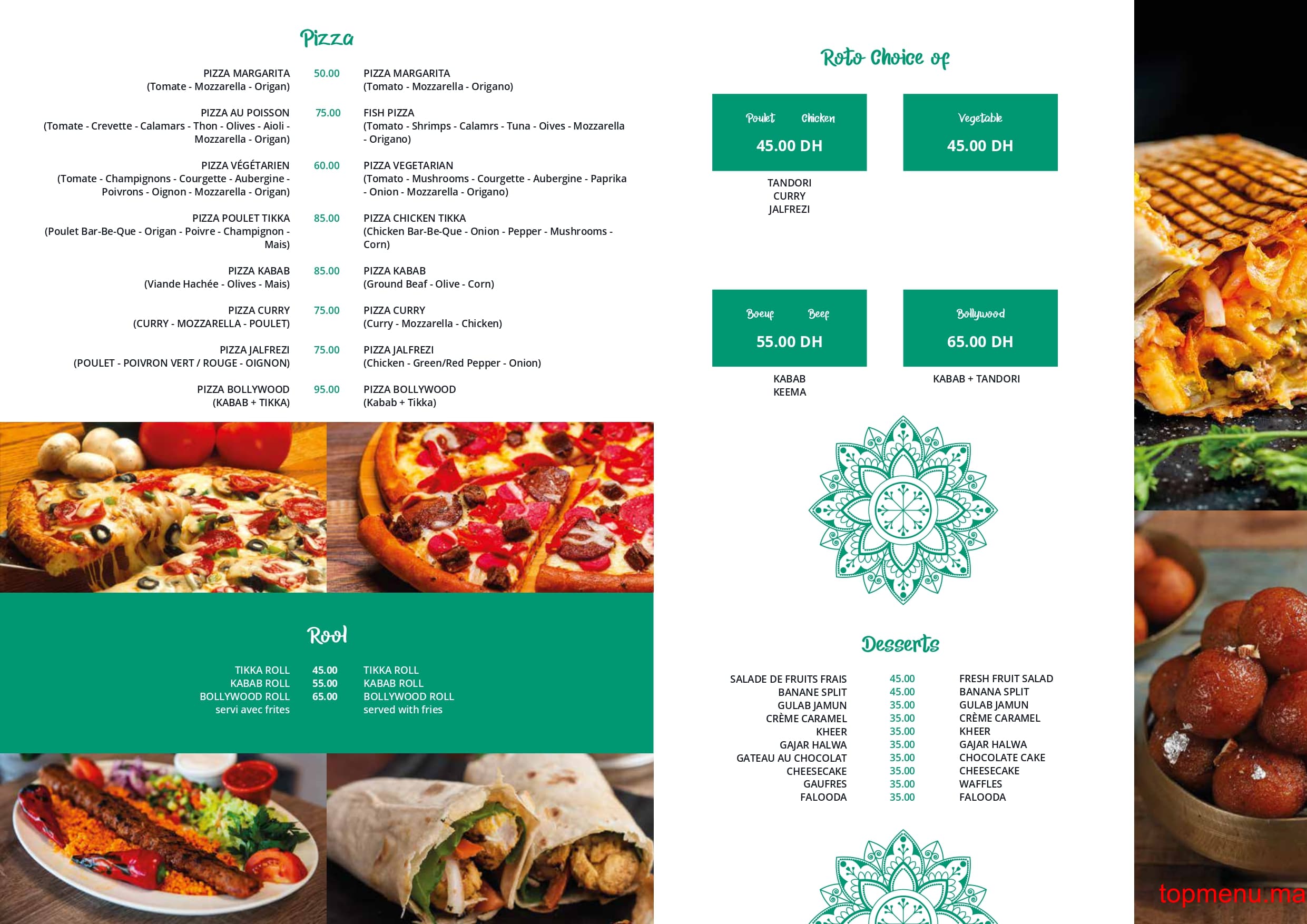 Restaurant Bollywood restaurant menu page 4 Bollywood restaurant menu page 4