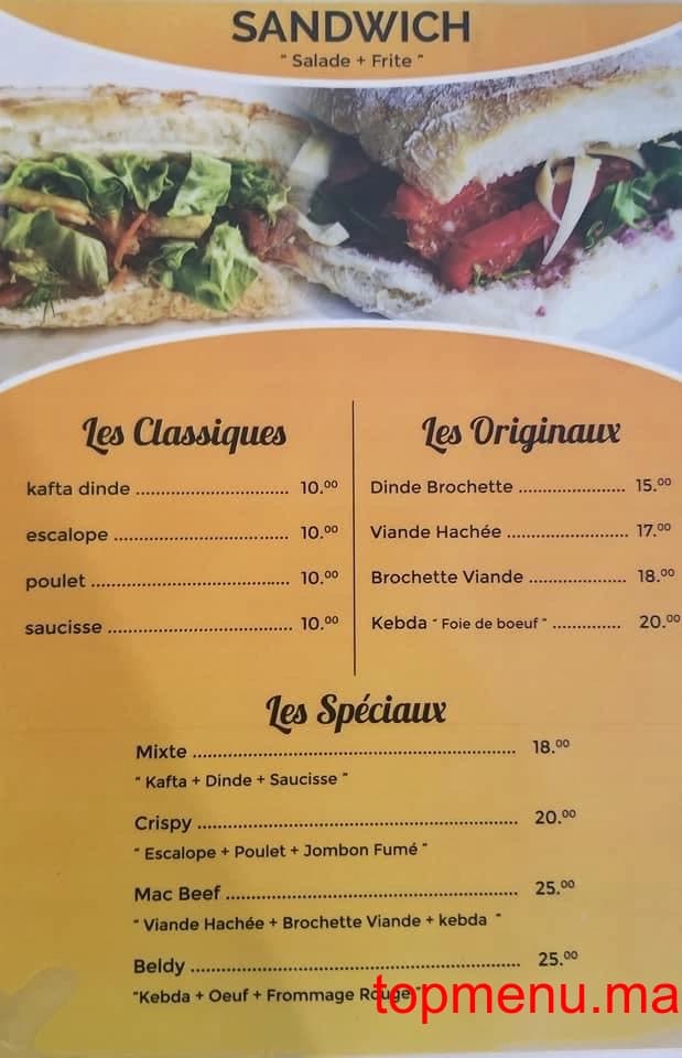 Restaurant Snack Walid menu page 1 Snack Walid menu page 1