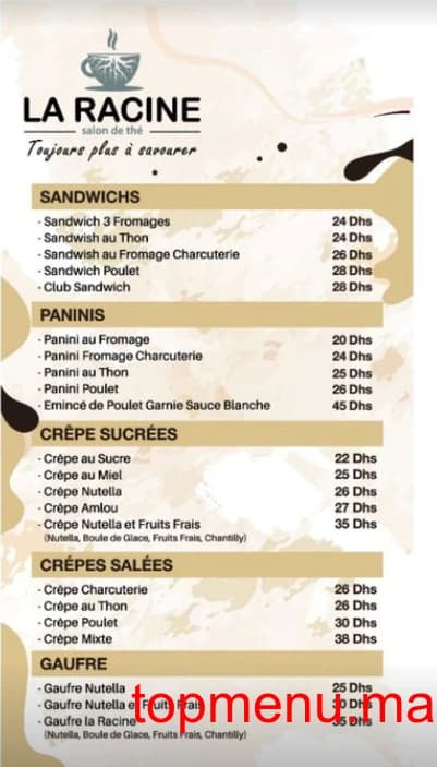 Restaurant cafe la racine menu page 2 cafe la racine menu page 2