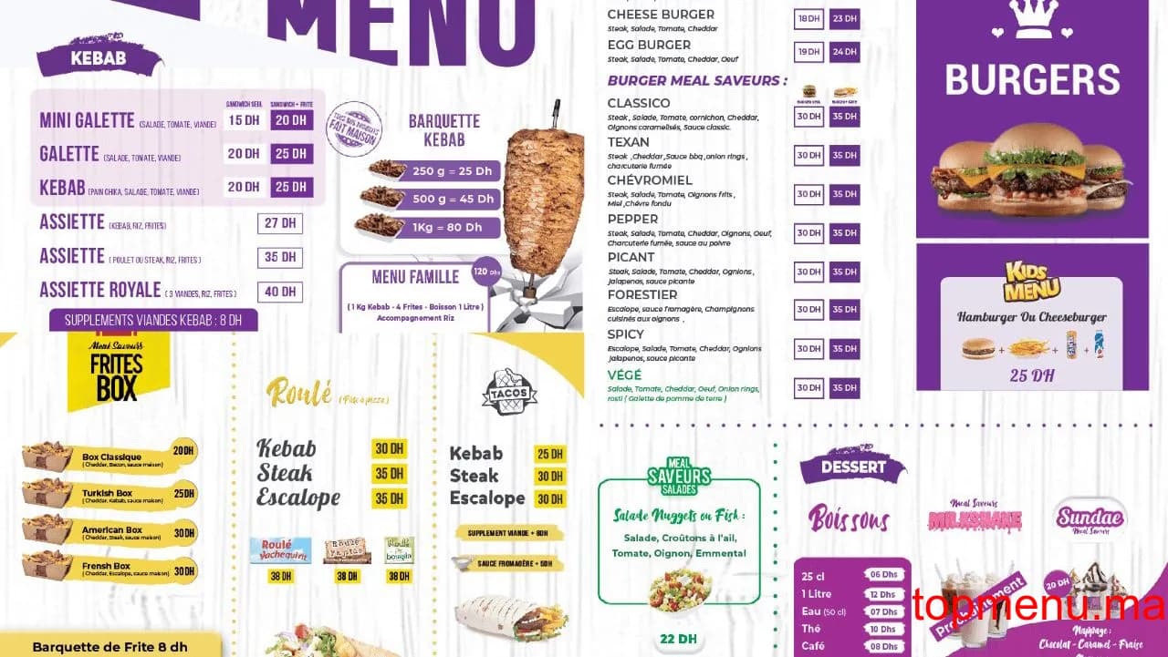 Restaurant Meal Saveurs menu page 1 Meal Saveurs menu page 1