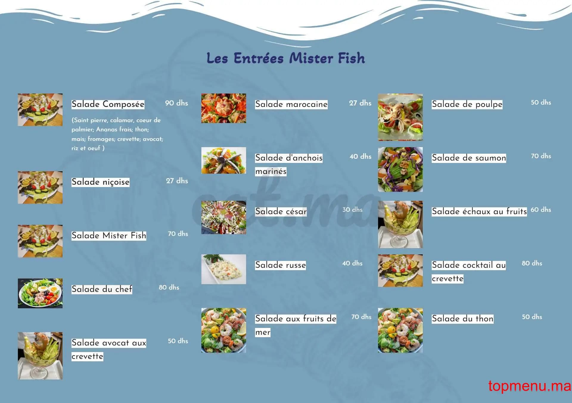 Restaurant Mister Fish menu page 1 Mister Fish menu page 1