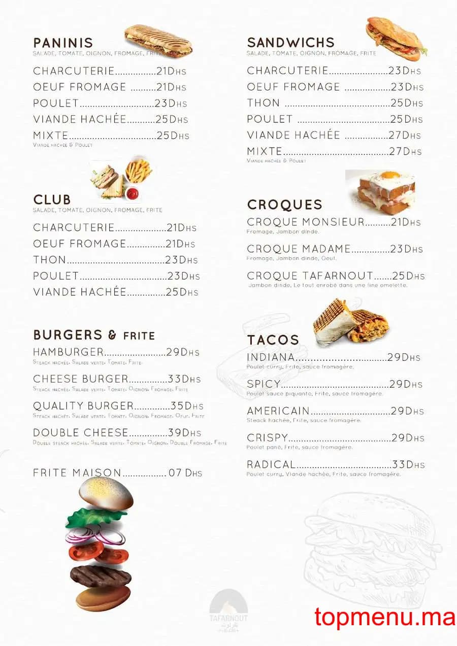 Restaurant Tafarnout menu page 3 Tafarnout menu page 3