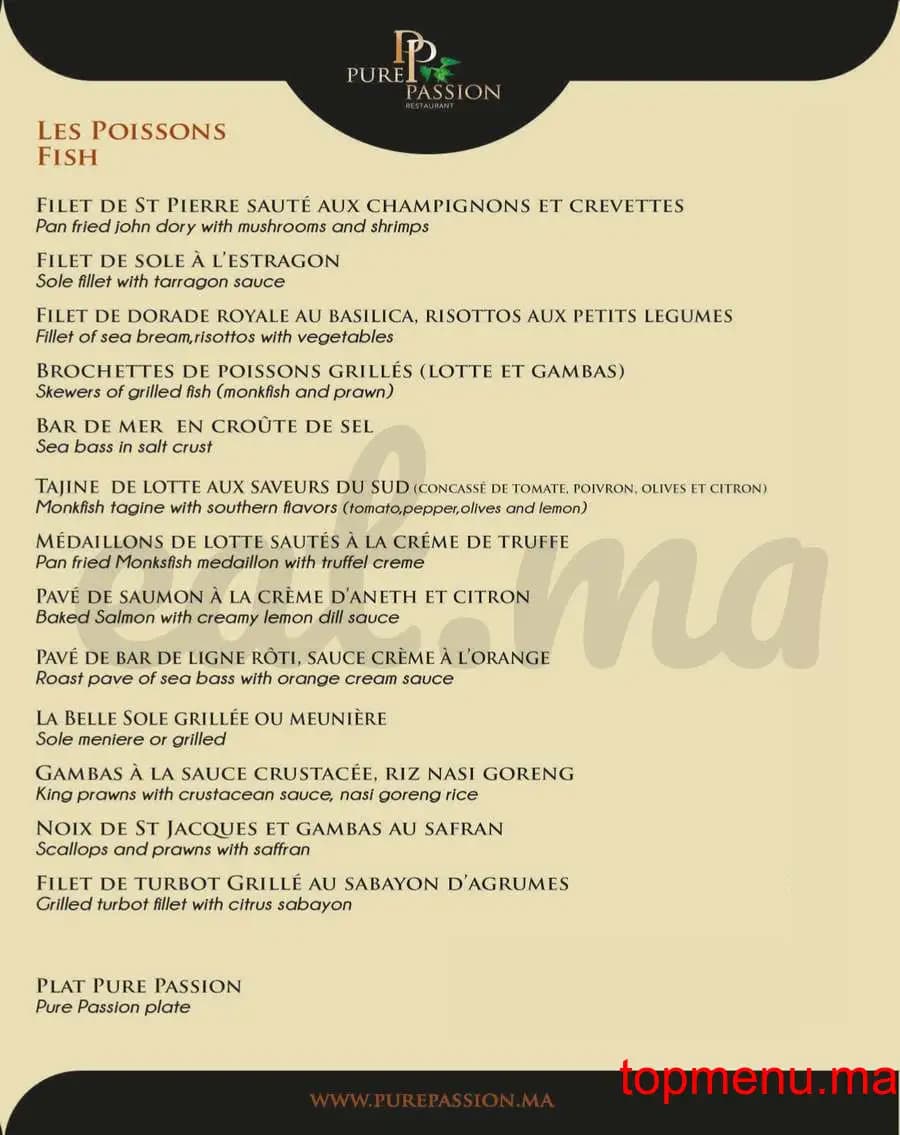 Restaurant Pure Passion menu page 4 Pure Passion menu page 4