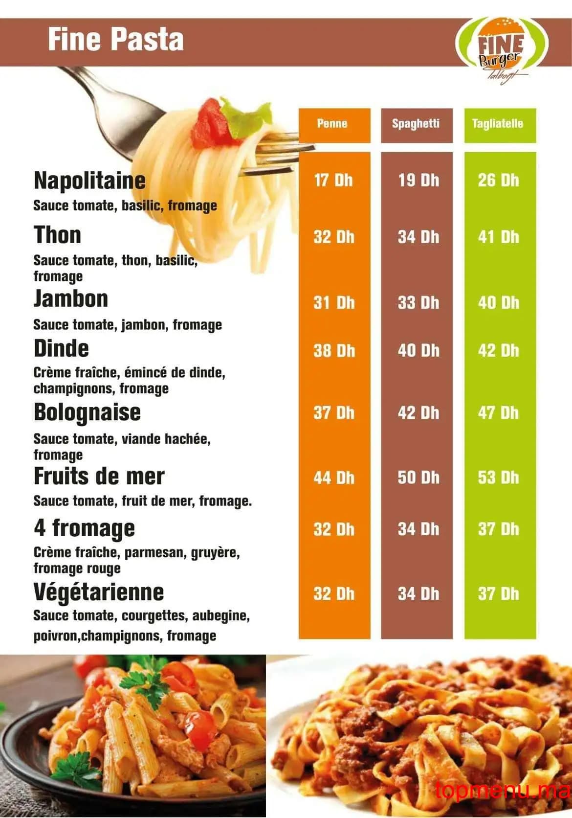 Restaurant Fine Burger Talborjt menu page 9 Fine Burger Talborjt menu page 9