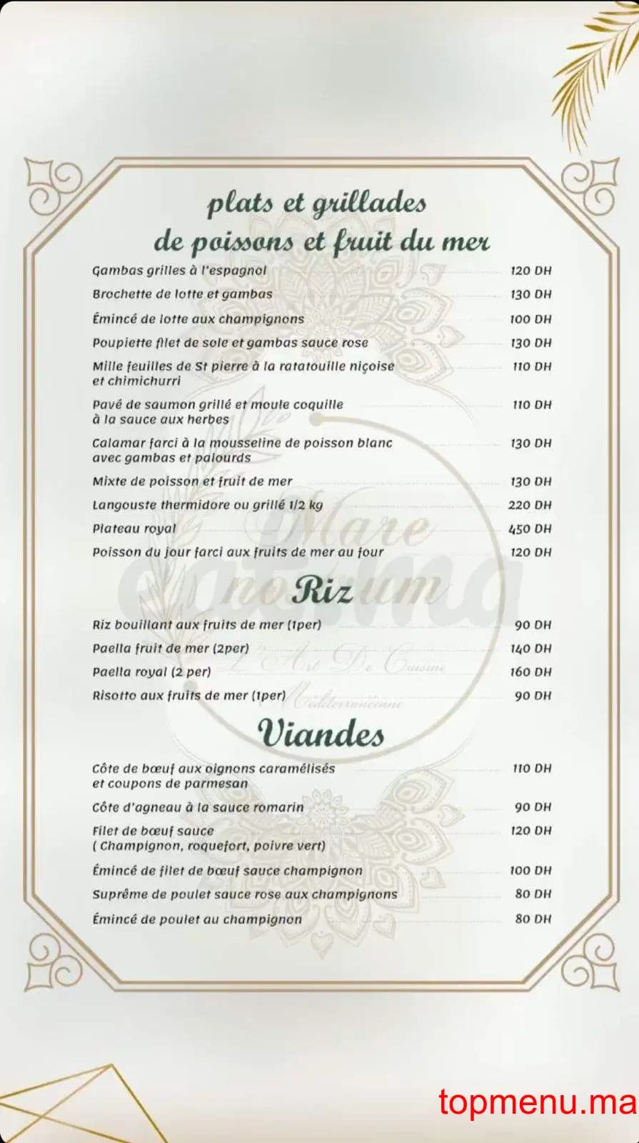 Restaurant Mare nostrum menu page 2 Mare nostrum menu page 2
