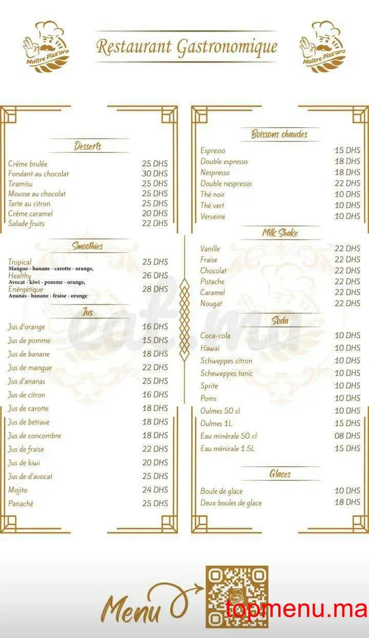Restaurant Maître Pizzaro menu page 3 Maître Pizzaro menu page 3