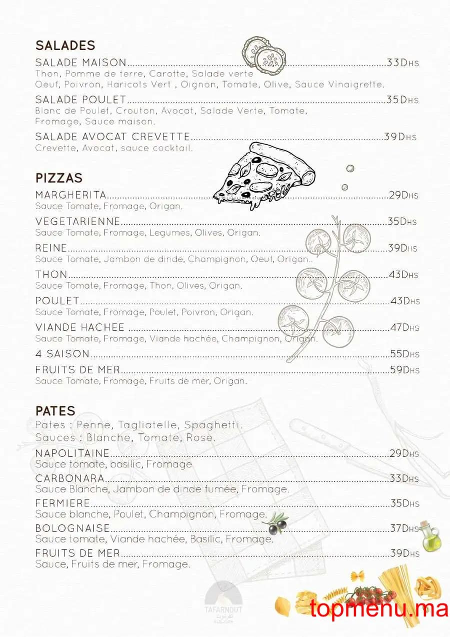 Restaurant Tafarnout menu page 5 Tafarnout menu page 5