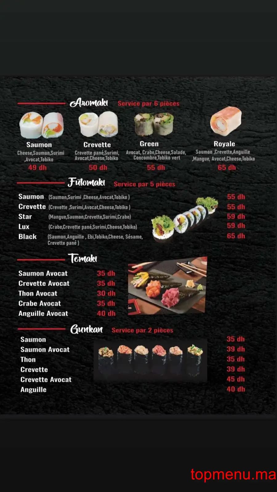Restaurant Tori sushi menu page 9 Tori sushi menu page 9