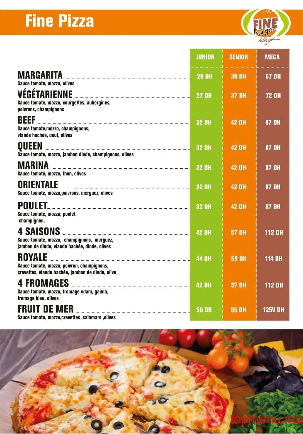 Restaurant Fine Burger Talborjt menu page 8 Fine Burger Talborjt menu page 8