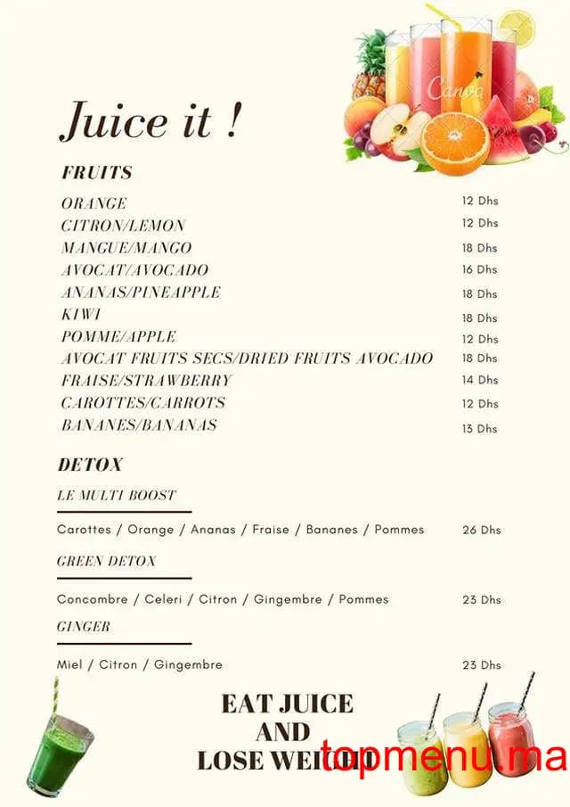 Restaurant Eat juice menu page 2 Eat juice menu page 2