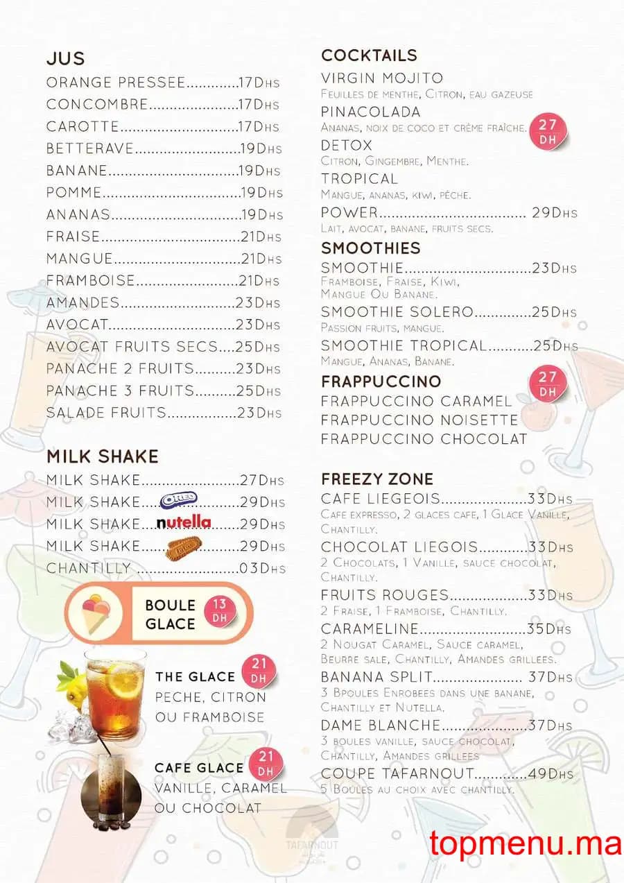 Restaurant Tafarnout menu page 6 Tafarnout menu page 6