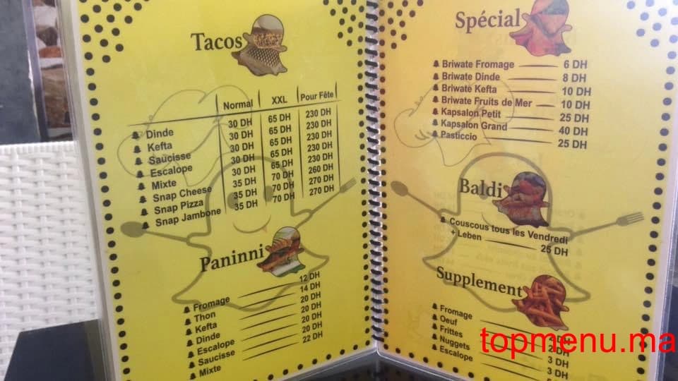 مطعم Snap Tacos قائمة الطعام page 1 Snap Tacos قائمة الطعام page 1