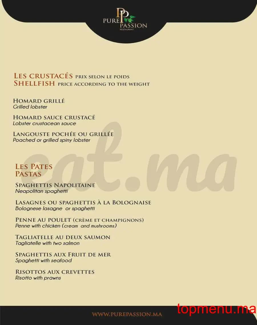 Restaurant Pure Passion menu page 5 Pure Passion menu page 5