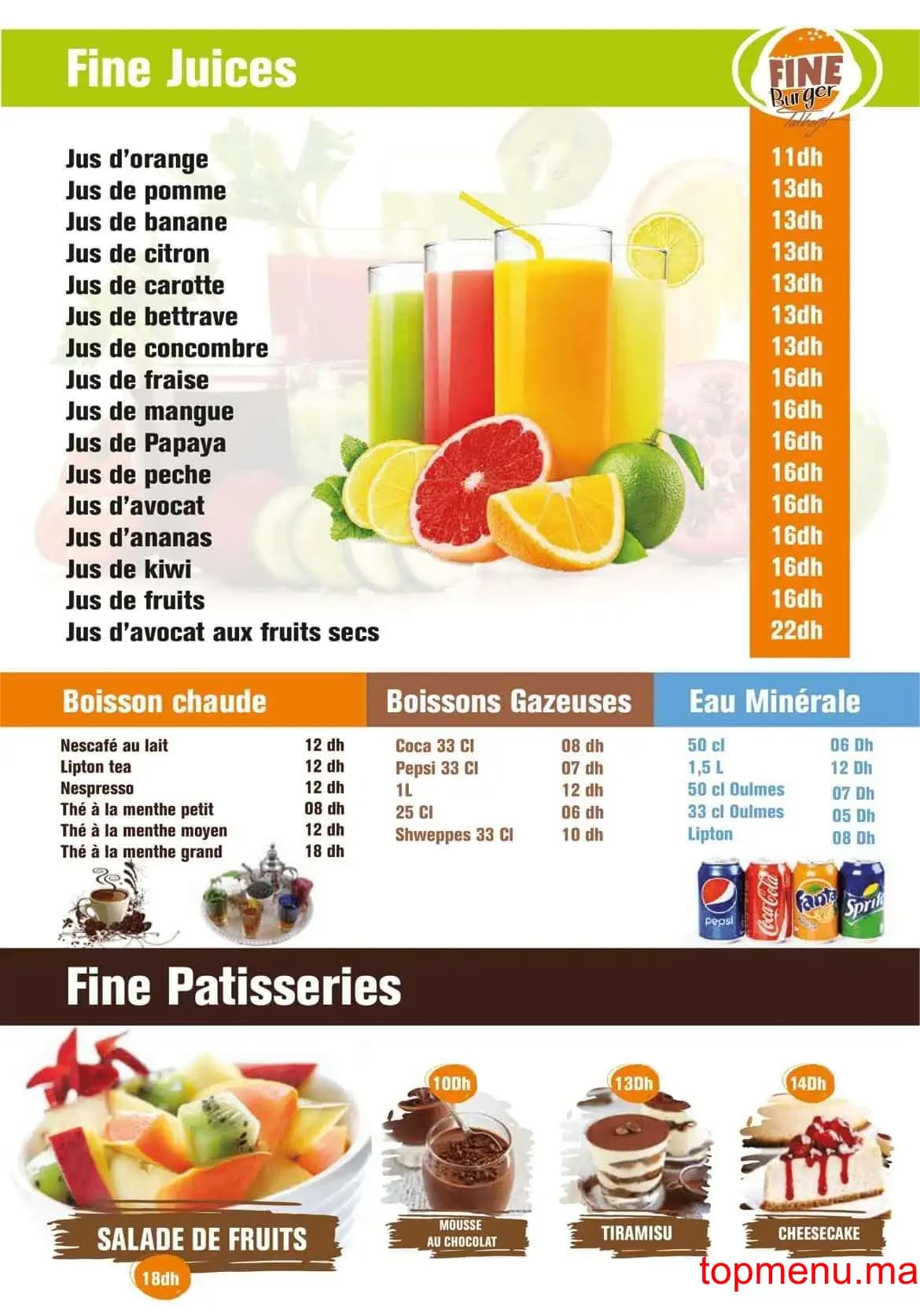 Restaurant Fine Burger Talborjt menu page 11 Fine Burger Talborjt menu page 11