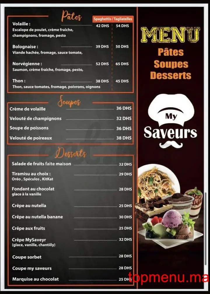 Restaurant My Saveurs menu page 5 My Saveurs menu page 5