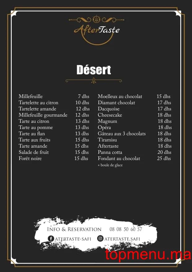 Restaurant Aftertaste menu page 5 Aftertaste menu page 5