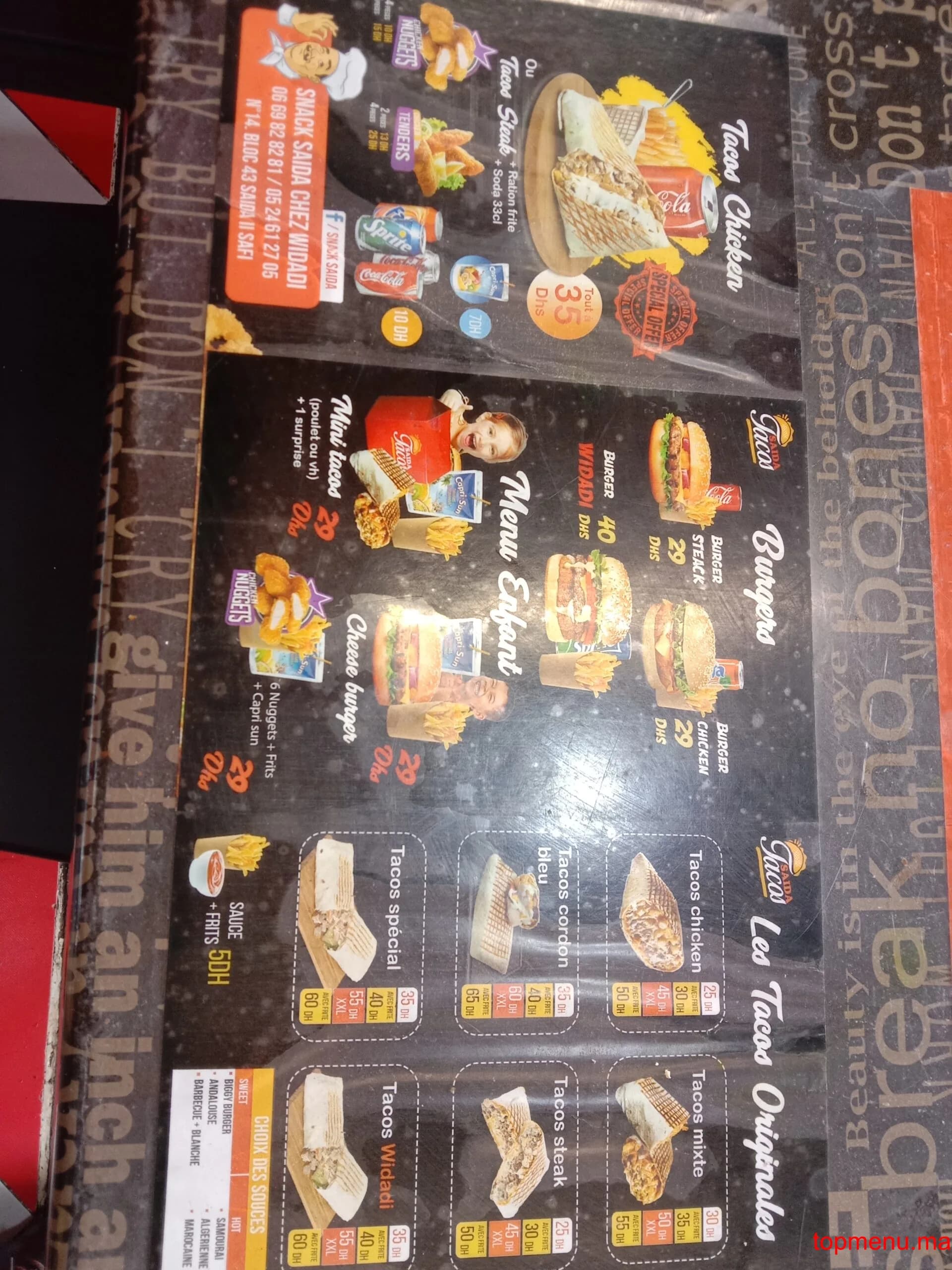 Restaurant Snack Saida menu page 1 Snack Saida menu page 1