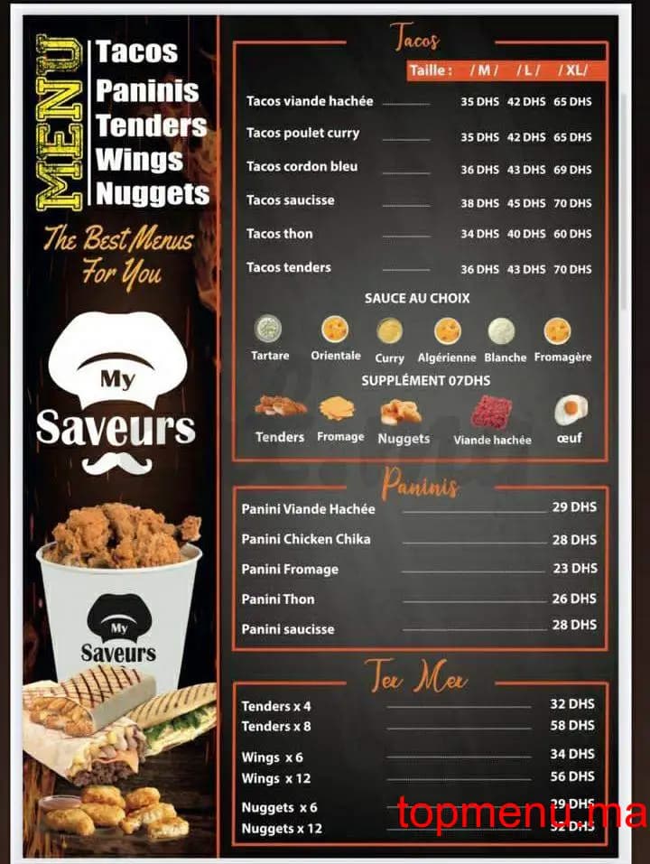 Restaurant My Saveurs menu page 2 My Saveurs menu page 2