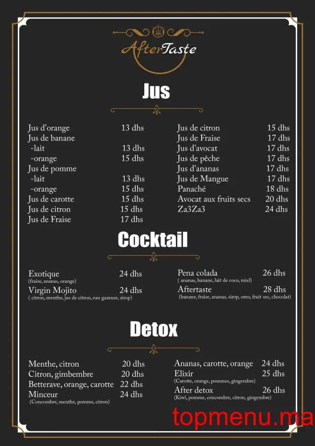 Restaurant Aftertaste menu page 4 Aftertaste menu page 4