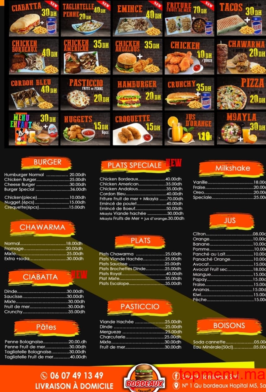 Restaurant Bordeaux menu page 2 Bordeaux menu page 2