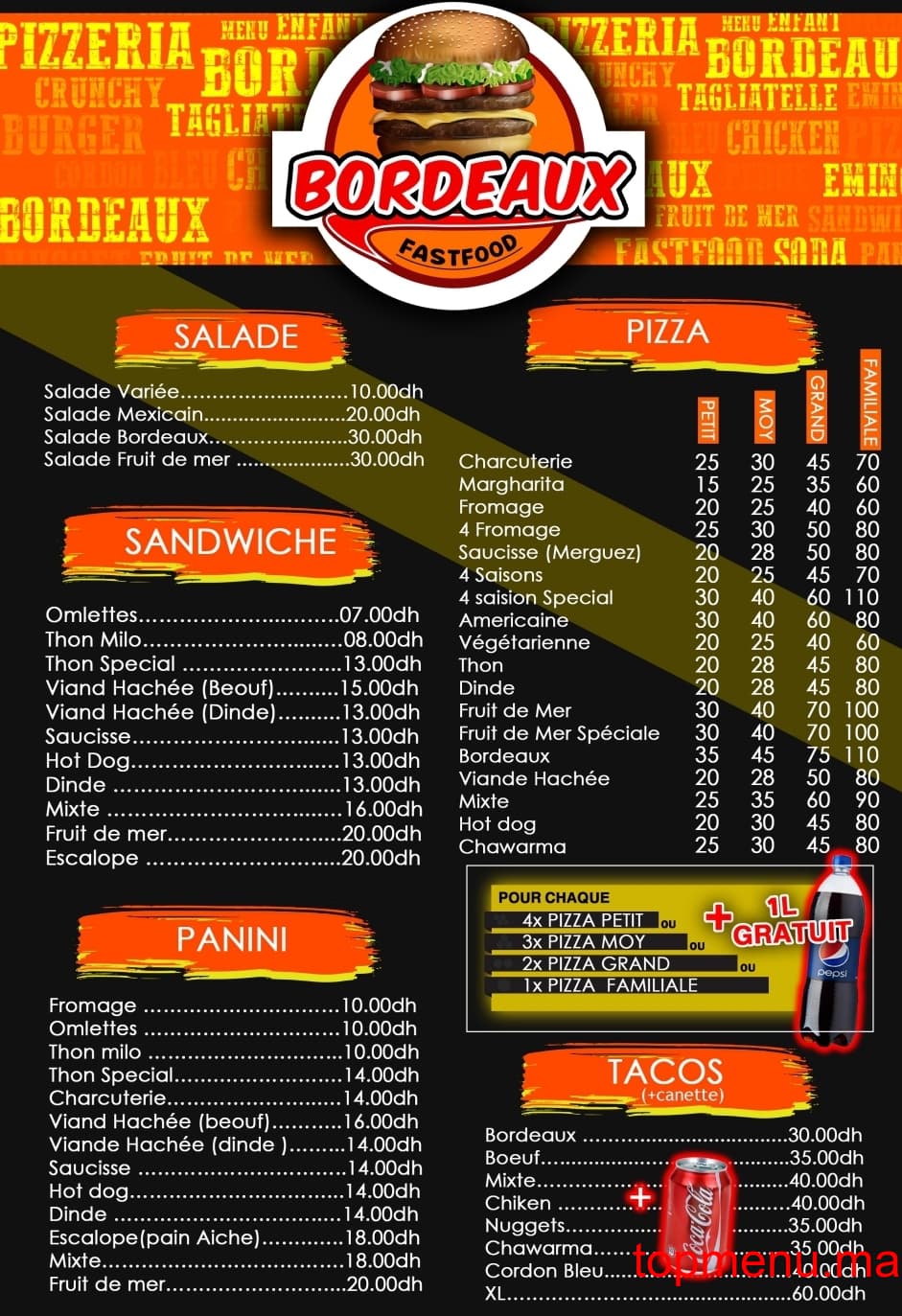 Restaurant Bordeaux menu page 1 Bordeaux menu page 1