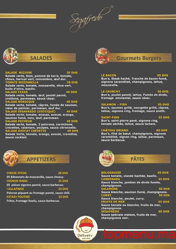 Restaurant Segafredo menu page 1 Segafredo menu page 1