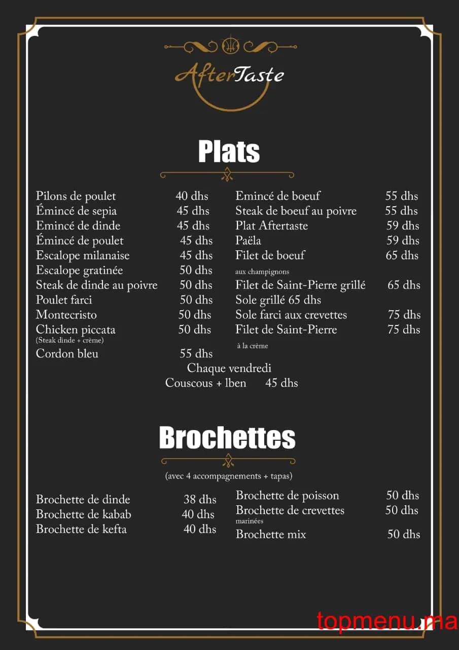 Restaurant Aftertaste menu page 7 Aftertaste menu page 7