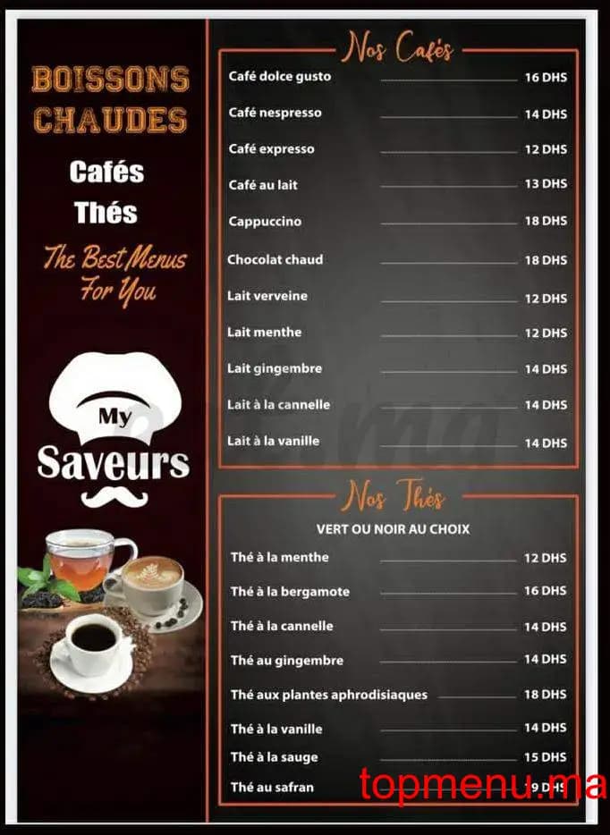 Restaurant My Saveurs menu page 6 My Saveurs menu page 6
