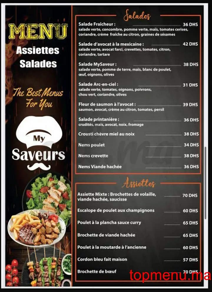 Restaurant My Saveurs menu page 7 My Saveurs menu page 7