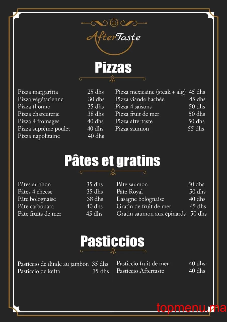 Restaurant Aftertaste menu page 3 Aftertaste menu page 3