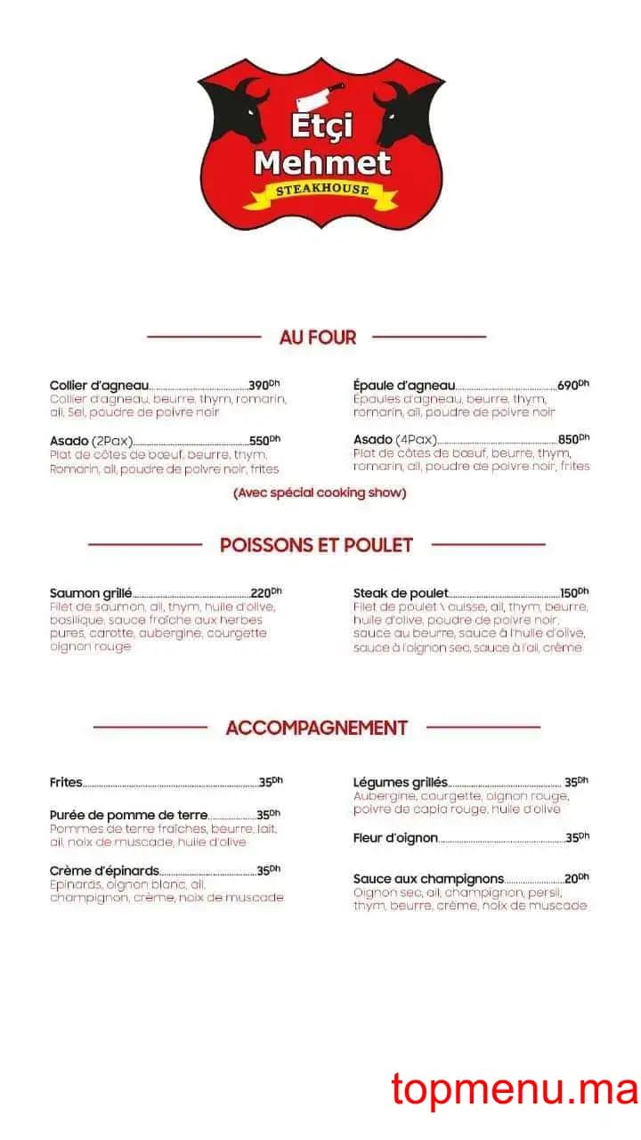 Restaurant Etçi Mehmet Steakhouse menu page 6 Etçi Mehmet Steakhouse menu page 6