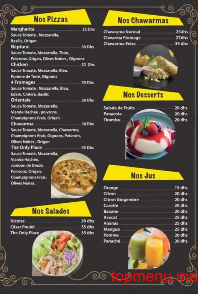 Restaurant The only place menu page 2 The only place menu page 2