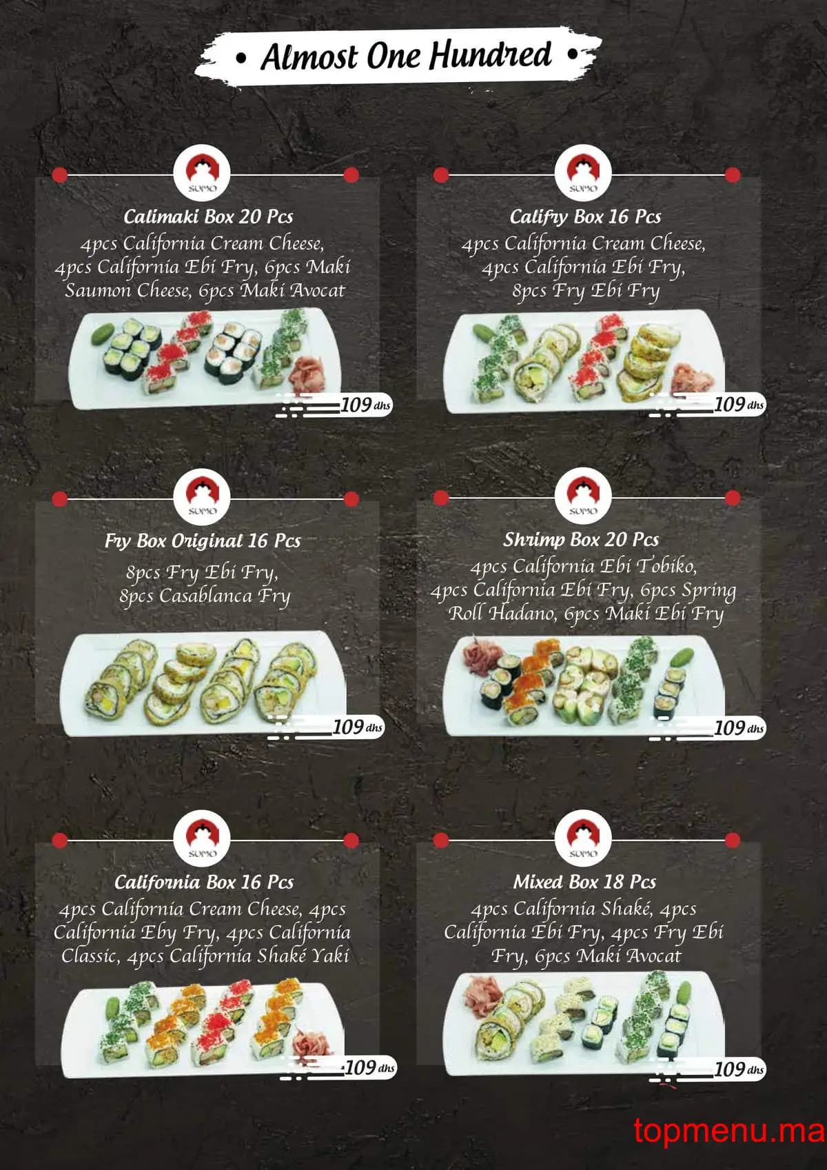 Restaurant Sumo sushi menu page 3 Sumo sushi menu page 3