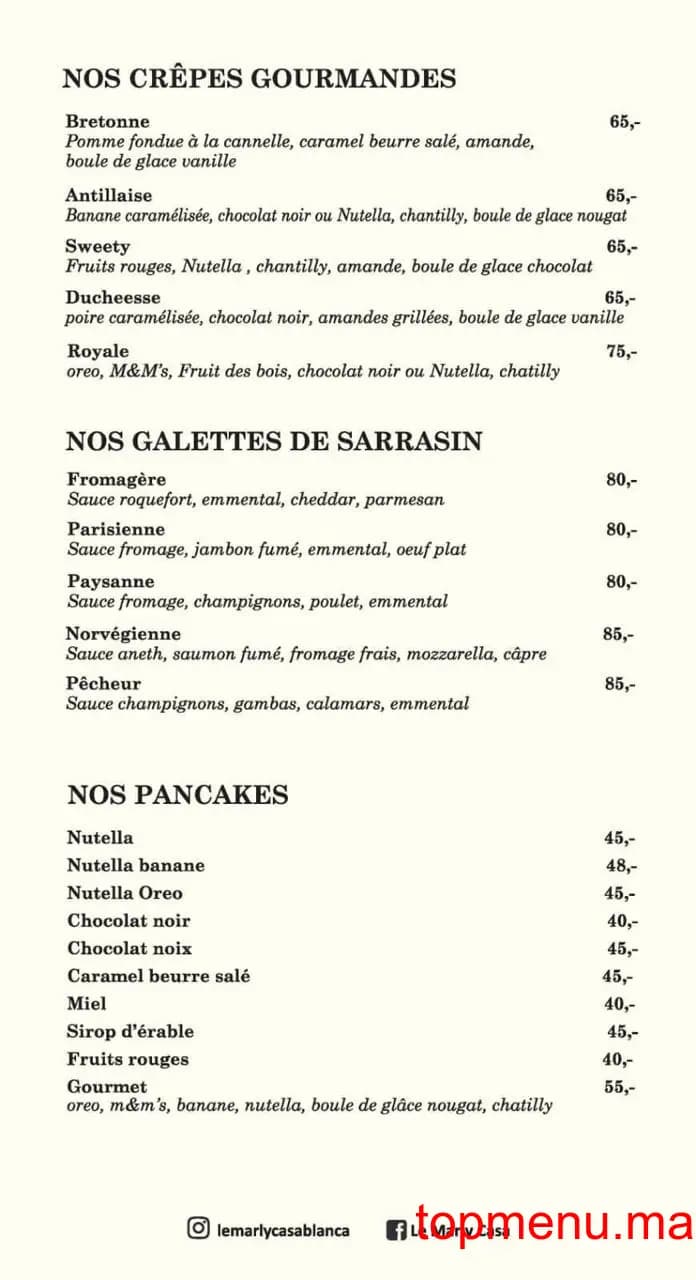 Restaurant Le Marly menu page 2 Le Marly menu page 2