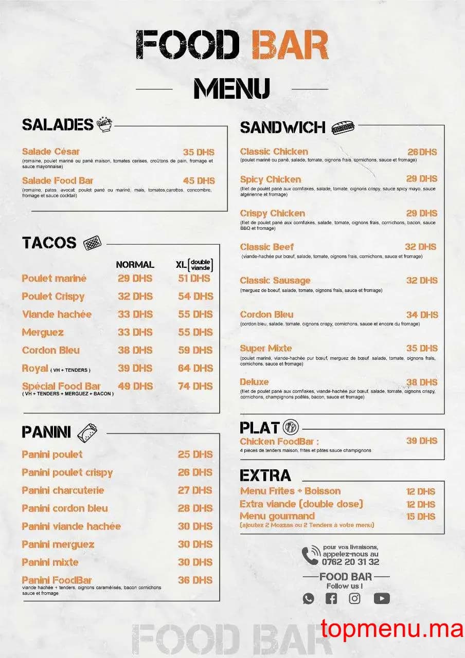 Restaurant Foodbar menu page 2 Foodbar menu page 2