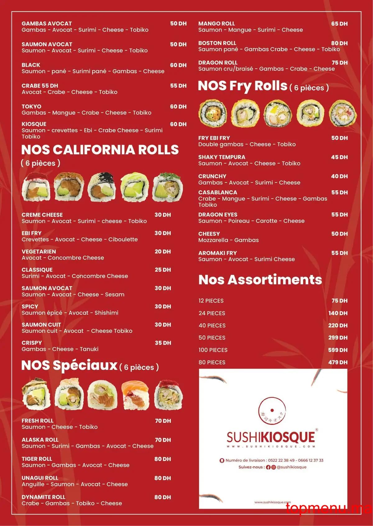 Restaurant Sushi Kiosque menu page 6 Sushi Kiosque menu page 6