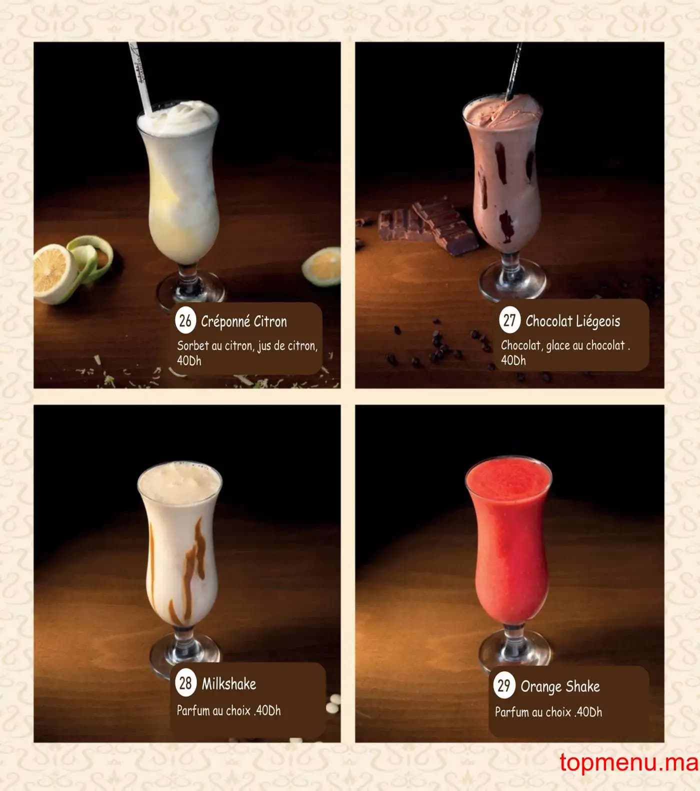 Restaurant Giuliette café glacier menu page 12 Giuliette café glacier menu page 12