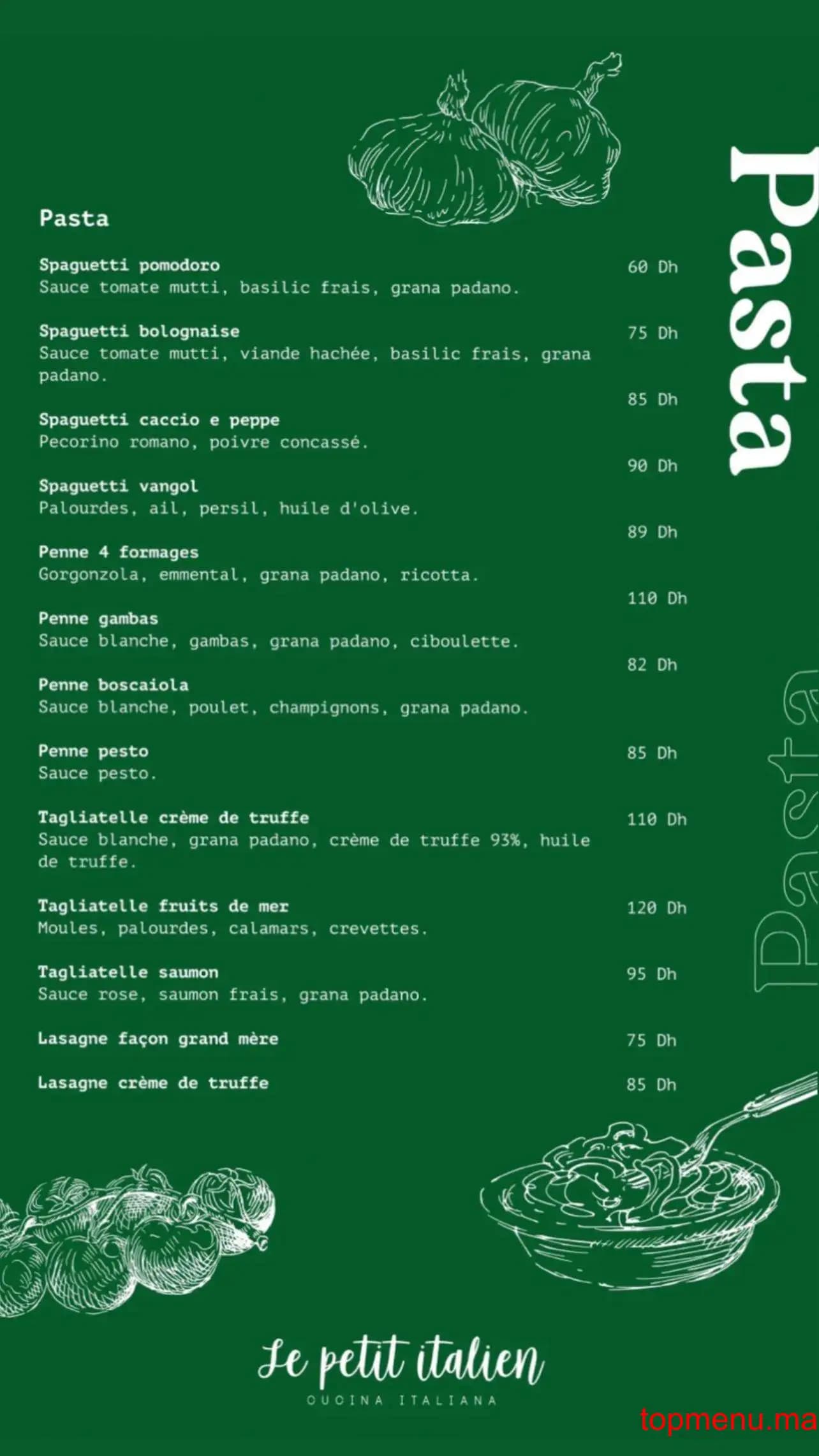 Restaurant Le Petit Italien Dar Bouazza menu page 4 Le Petit Italien Dar Bouazza menu page 4