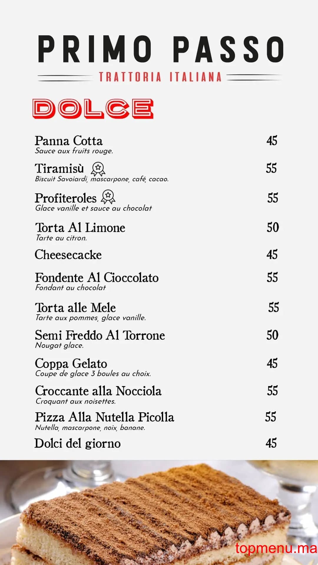 مطعم Primo Passo Californie قائمة الطعام page 6 Primo Passo Californie قائمة الطعام page 6