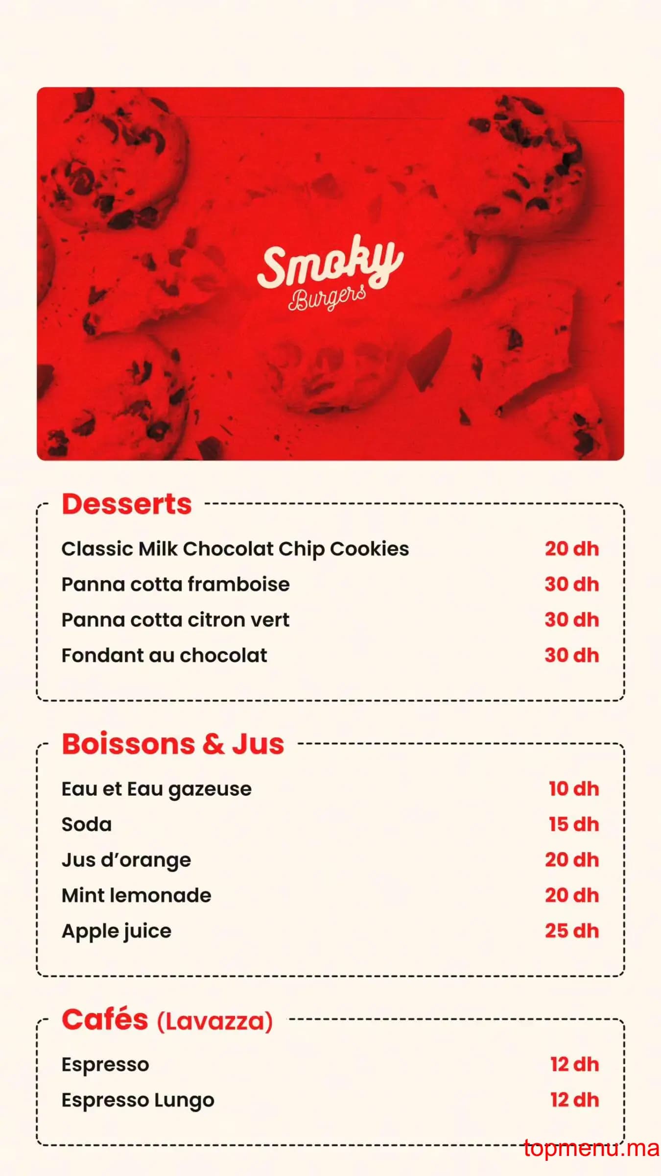 Restaurant Smoky Burgers menu page 4 Smoky Burgers menu page 4