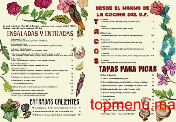 Restaurant La esquina menu page 2 La esquina menu page 2
