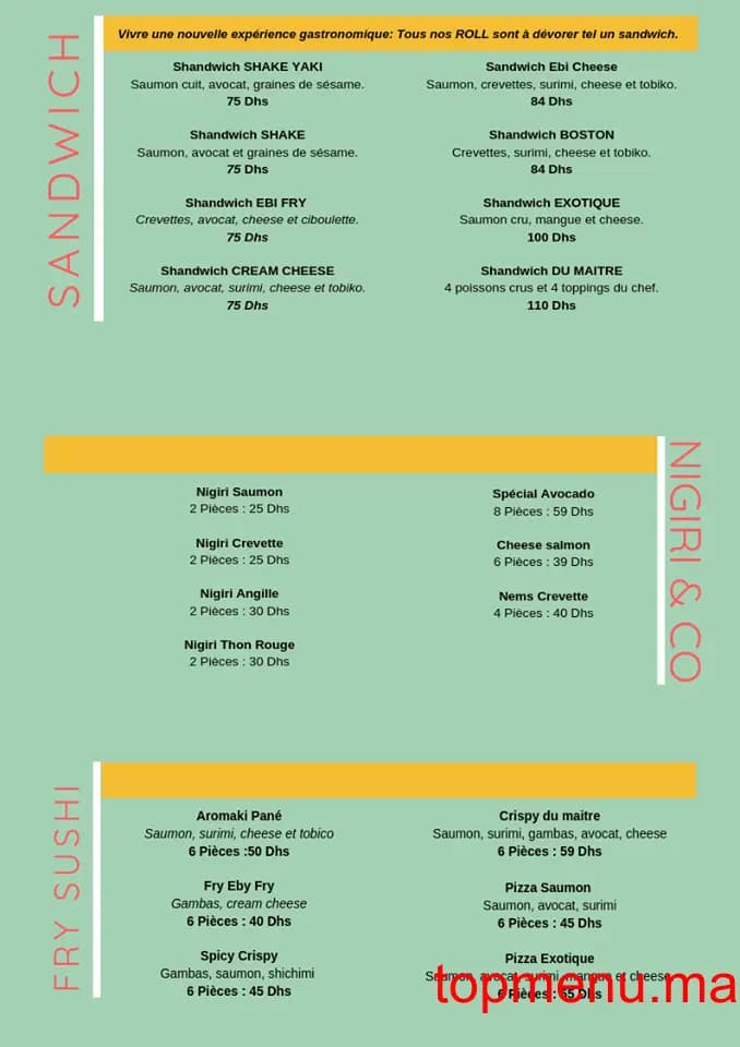 Restaurant Metre Sushi menu page 1 Metre Sushi menu page 1