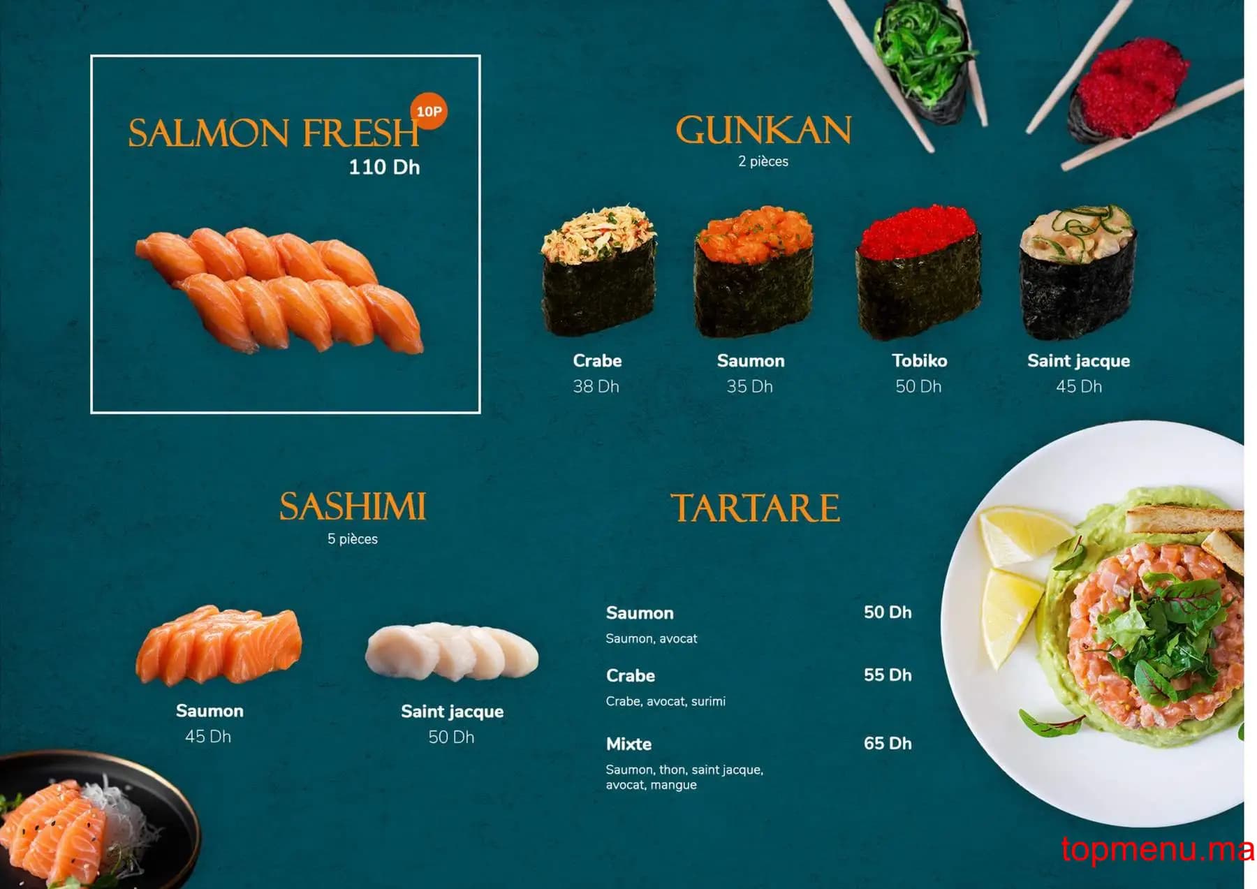 Restaurant Salmon Sushi menu page 9 Salmon Sushi menu page 9